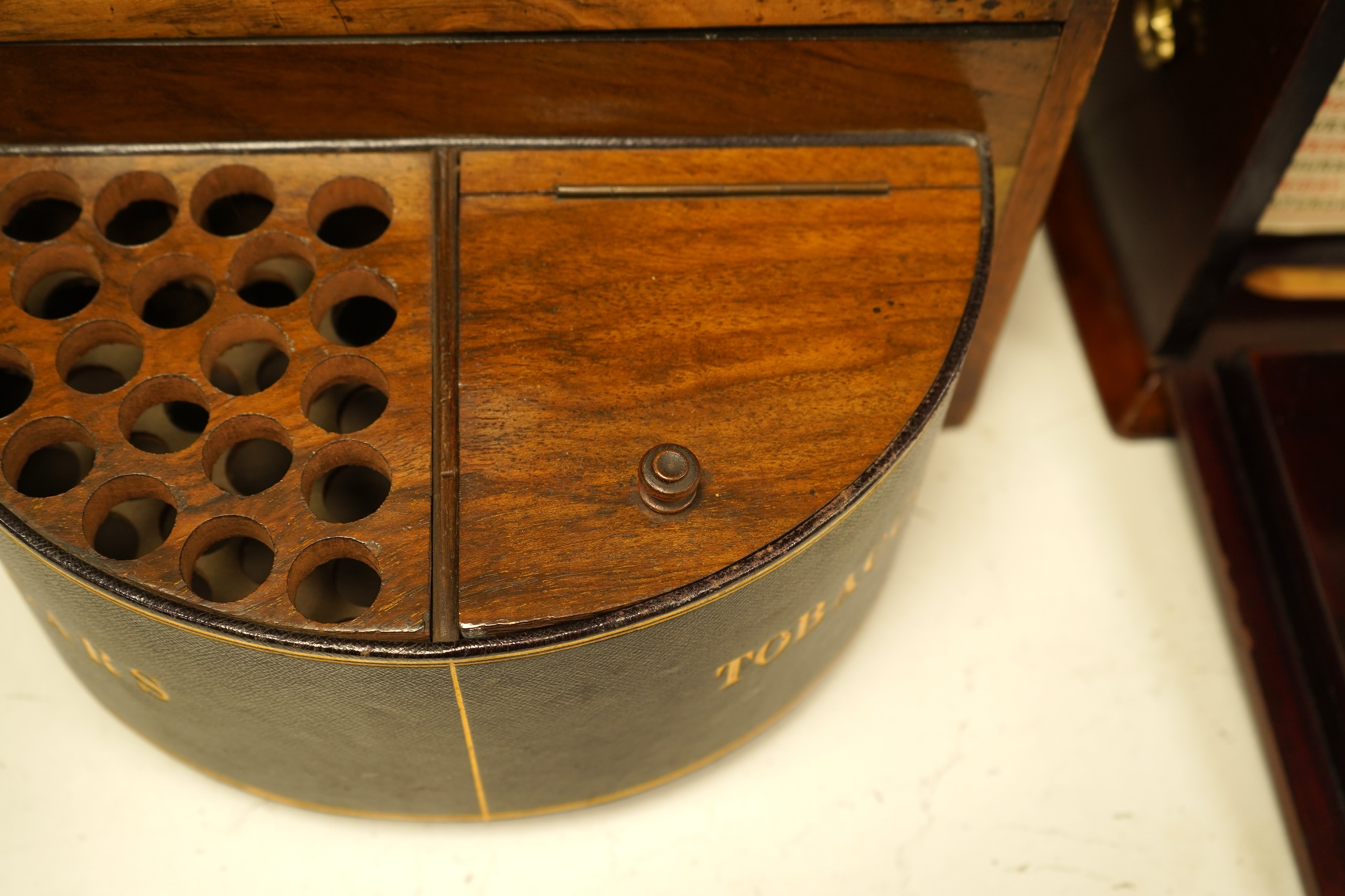 An Edwardian inlaid mahogany writing casket with fitted interior and a late Victorian faded walnut cigar box, largest 32cm wide